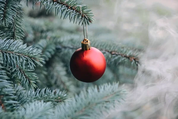 Juguete Navidad Las Ramas Árbol Año Nuevo Árbol Navidad Decorado — Foto de Stock