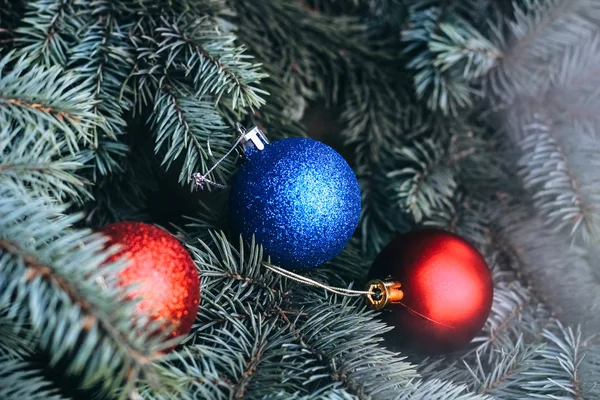 Yılbaşı Ağacının Dallarında Bir Noel Oyuncağı Noel Ağacı Süslü Bir — Stok fotoğraf