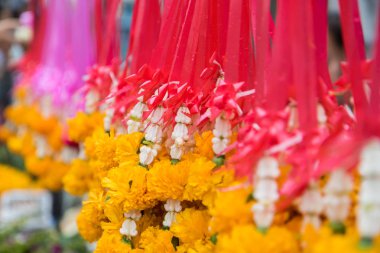 Kutsal gün ibadet için Budist'ın çiçek