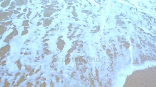 Fahrt Den Strand Und Seht Die Meereswelle Und Spielt Sand — Stockvideo