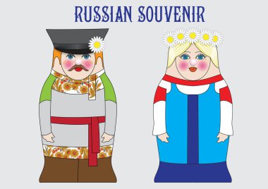 matreshka. popüler Rus hatıra. vektör çizim