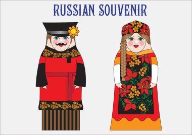 matreshka. popüler Rus hatıra. vektör çizim