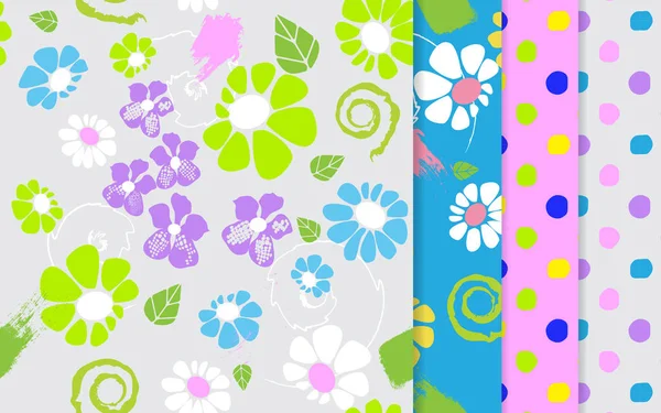 Patterns.nice flowers.pattern set.vector illüstrasyon topluluğu — Stok Vektör