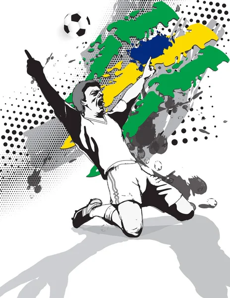 В гранж стиле изображения флага и победы футбола. векторная иллюстрация — стоковый вектор