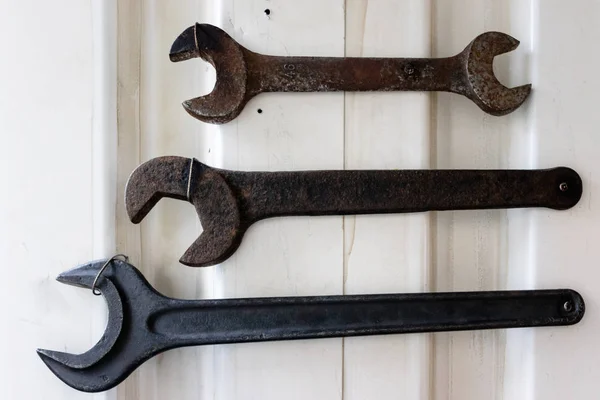 Three cast iron wrenches — Fotografie, imagine de stoc