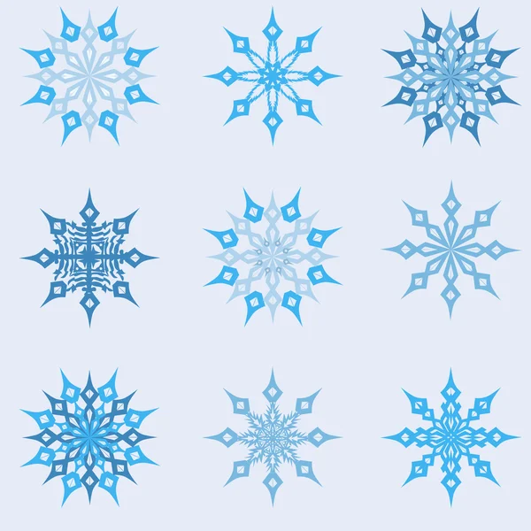 Vector illustration of a set of New Year's snowflakes — Stock Vector