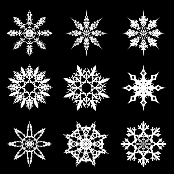 Vector εικονογράφηση ενός συνόλου της Πρωτοχρονιάς νιφάδες χιονιού — Διανυσματικό Αρχείο