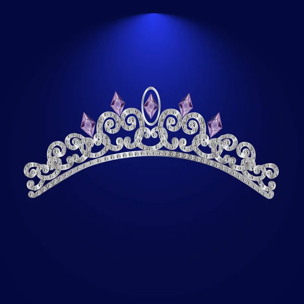 Tiara with precious stones 1. — Stock Vector