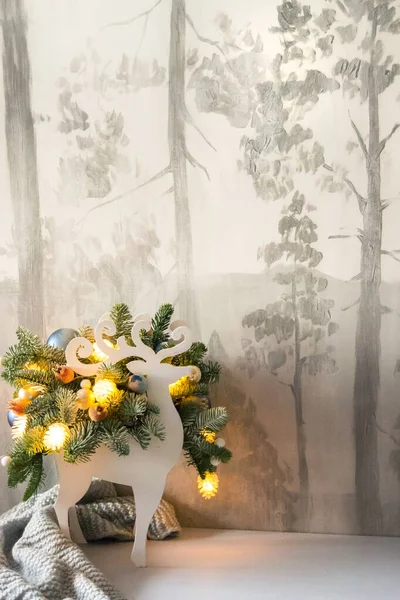새해 사슴이야. 사슴 모양 의나무보케를 형성하는 모습. — 스톡 사진