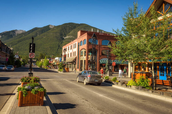Banff main shopping street in Banff, Alberta, Canada