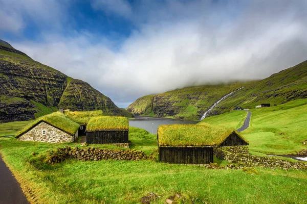Villaggio di Saksun, Isole Faroe, Danimarca — Foto Stock