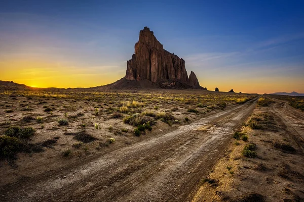 Sunset above Shiprock in New Mexico — Stock Photo, Image