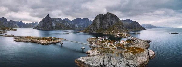 Pemandangan udara desa nelayan di Norwegia — Stok Foto