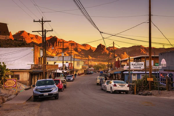 Sunset in Oatman on  Route 66 in Arizona — Stock Photo, Image