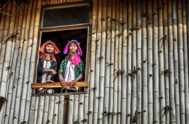 Kadın Myanmar Kayan Lahwi kabilesinin