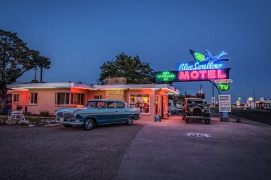 Tarihi mavi Swallow Motel Tucumcari'deki, New Mexico