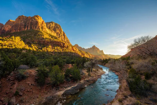 Sunset Over the Virgin River in Zion National Park — Stock Photo, Image