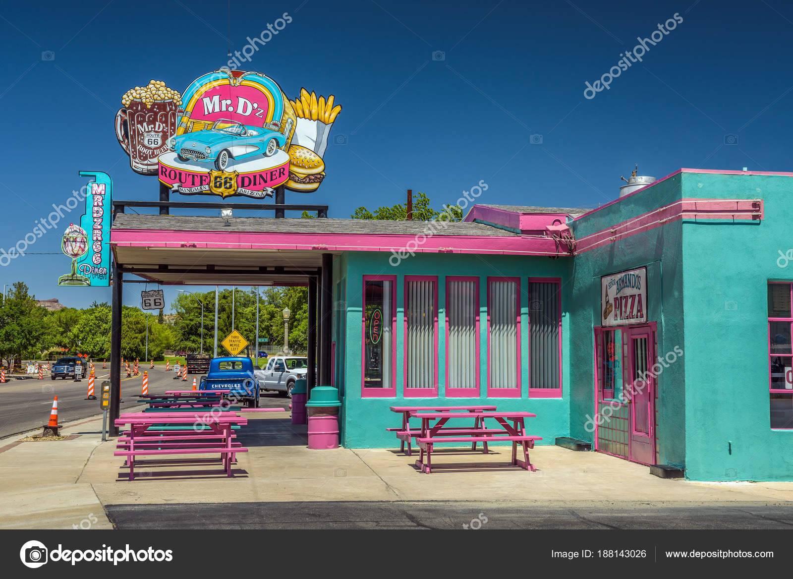Mr. Dz Route 66 Diner in Kingman located on historic Route 66 Stock