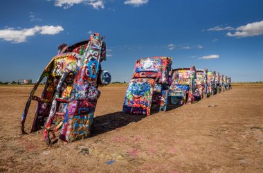 Cadillac Ranch on Route 66 in Texas clipart