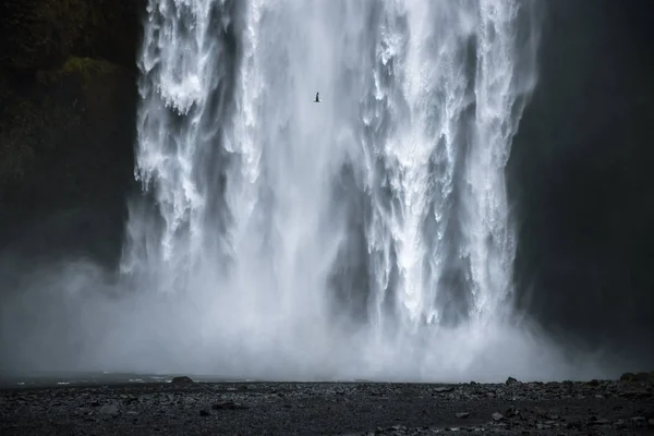 Gros plan sur la célèbre cascade de Skogafoss en Islande — Photo