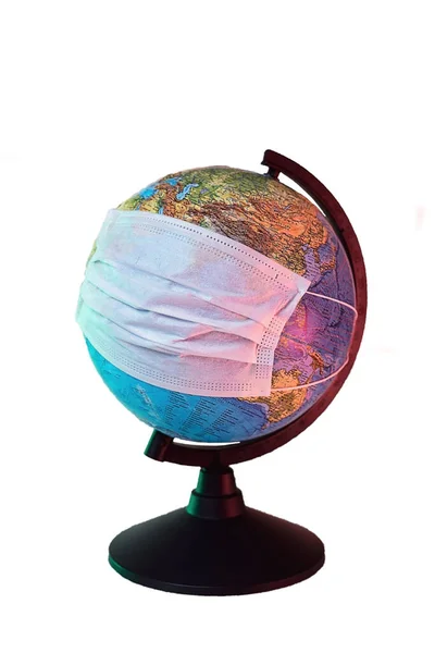 Земля Планети Земля Пандемічний Коронавірус Планета Медичній Масці Covid — стокове фото