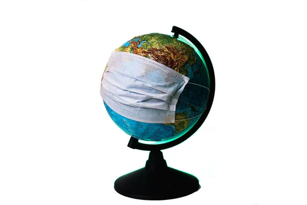 Земля Планети Земля Пандемічний Коронавірус Планета Медичній Масці Covid — стокове фото