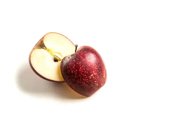 Pomme Naturelle Mûre Pomme Juteuse Isolée Sur Blanc — Photo