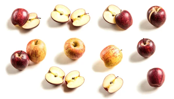 Pomme Naturelle Mûre Pomme Juteuse Isolée Sur Blanc Pomme Rouge — Photo