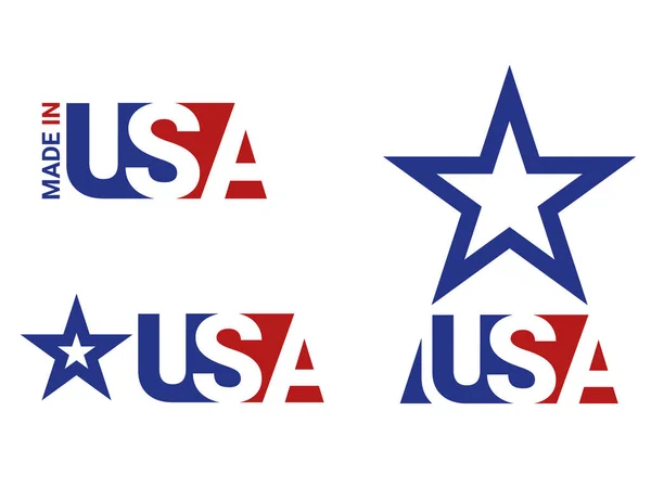 Made Usa Logo Labels Badges Vector Set Transparent Background — Stock Vector