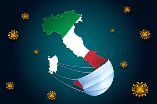 Coronavirus Eller Corona Virus Koncept Italien Medicinsk Mask Skyddar Sig — Stock vektor