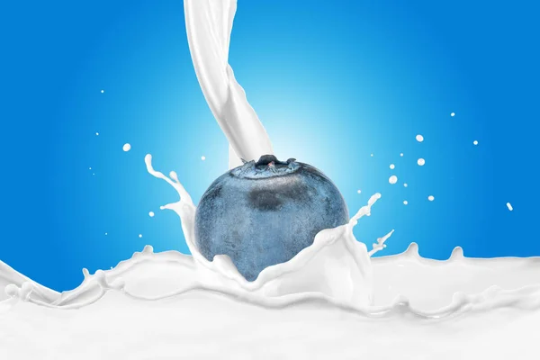 Blueberry do mleka z splash — Zdjęcie stockowe