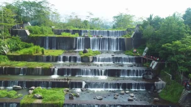 Uitzicht Vanuit Lucht Grojogan Watu Purbo Waterval Erg Mooi — Stockvideo