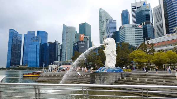 Singapur Simgesi Aslan Singapur Dur — Stok fotoğraf