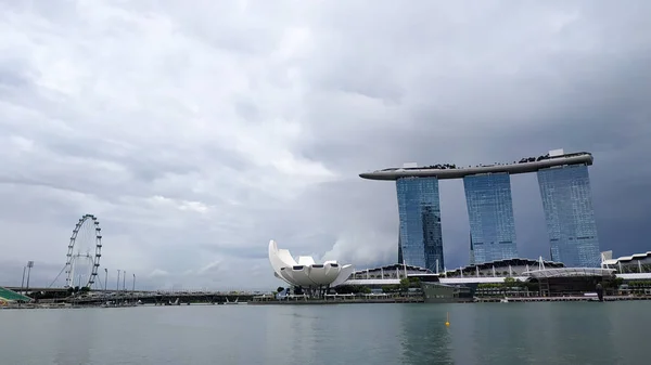 Marina Bay Sands Egyik Leghíresebb Luxus Szálloda Szingapúrban Lélegzetelállító Kilátás — Stock Fotó