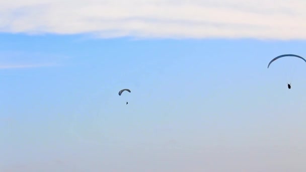 極端なパラグライダースポーツは雲の上にあります — ストック動画