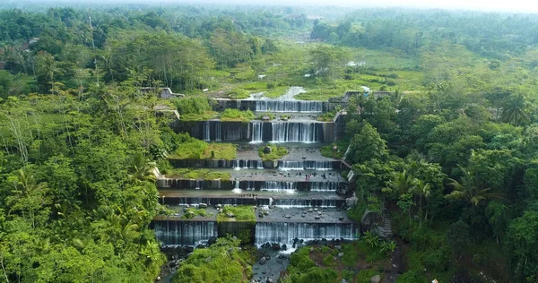 Vista Aérea Grojogan Watu Purbo Cachoeira Muito Bonita — Fotografia de Stock
