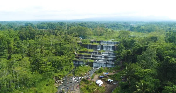 Vista Aérea Grojogan Watu Purbo Cascada Muy Hermosa —  Fotos de Stock