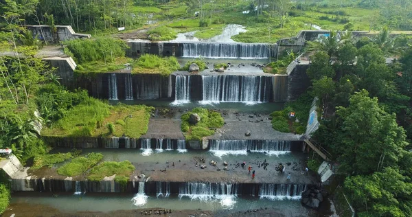 Letecký Pohled Grojogan Watu Purbo Vodopád Velmi Krásný — Stock fotografie