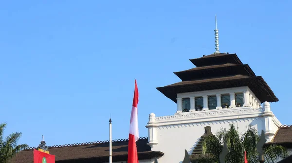 Gedung Sate Regeringsbyggnad Västra Java Indonesien Med Blå Himmel Och — Stockfoto