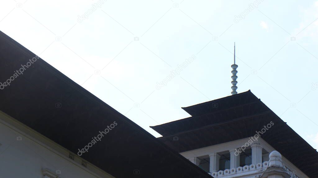 Gedung Sate a government building at West Java, Indonesia, with blue sky an