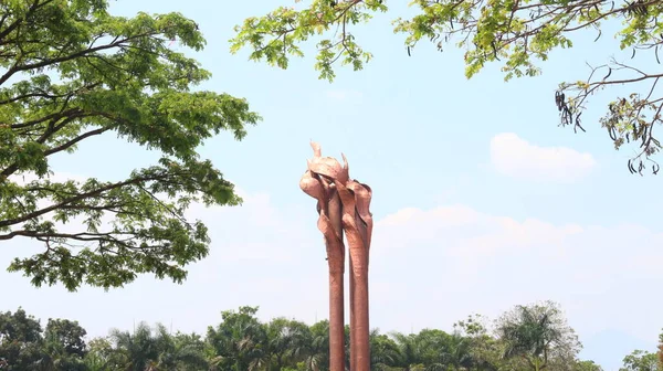 Monumento Bandung Oceano Fogo Monumento Bandung Lautan Api Com Céu — Fotografia de Stock