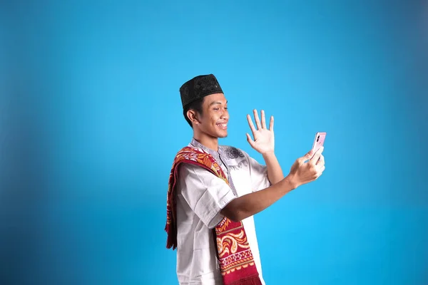 Una Videollamada Masculina Con Familia Ramadhan —  Fotos de Stock