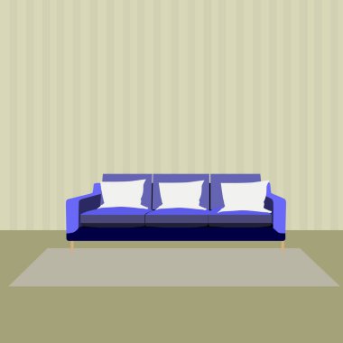 Ev kanepesi. Rahat kanepe, minimalist modern koltuklar. Lüks klasik apartman mobilyası, yastıklı rahat iç dekorasyon koltuğu. Düz vektör izole resimleme simgeleri ayarlandı