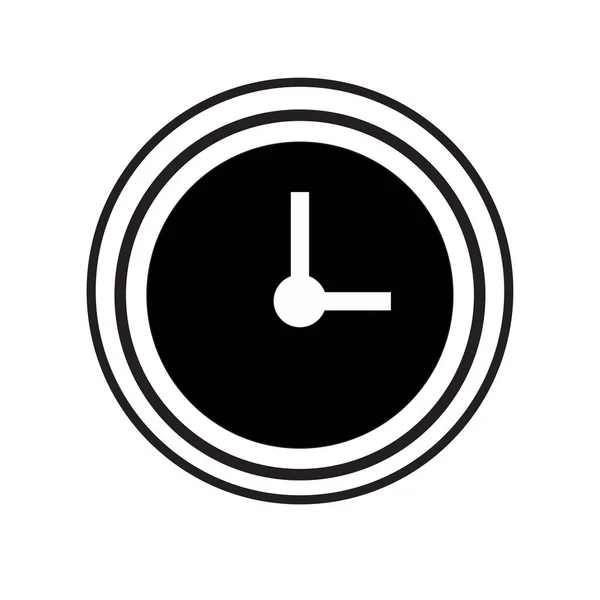 Black White Clock Icon Flat Style Timer White Background Vector — Stock Vector