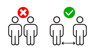 Doğru ve yanlış sosyal uzaklık simgesi