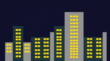 Gece şehir, düz tasarım