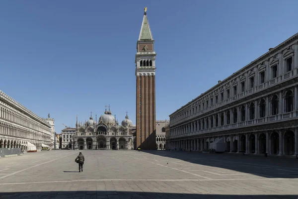 Площадь Святого Марко Время Коронавирусного Карантина Образ Жизни Covid Венеция Стоковое Изображение