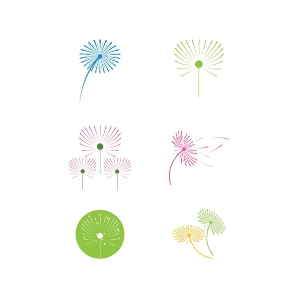 Dandelion flor ilustração logotipo vetor — Vetor de Stock