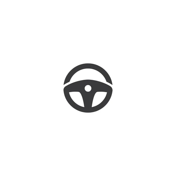 Steering Wheel Logo Vector Flat Design — Stock Vector