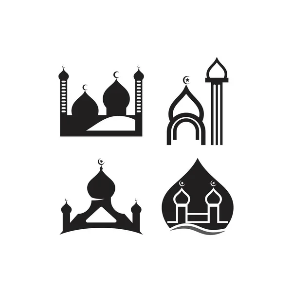 Logo Islamico Modello Vettoriale Icona Della Moschea — Vettoriale Stock